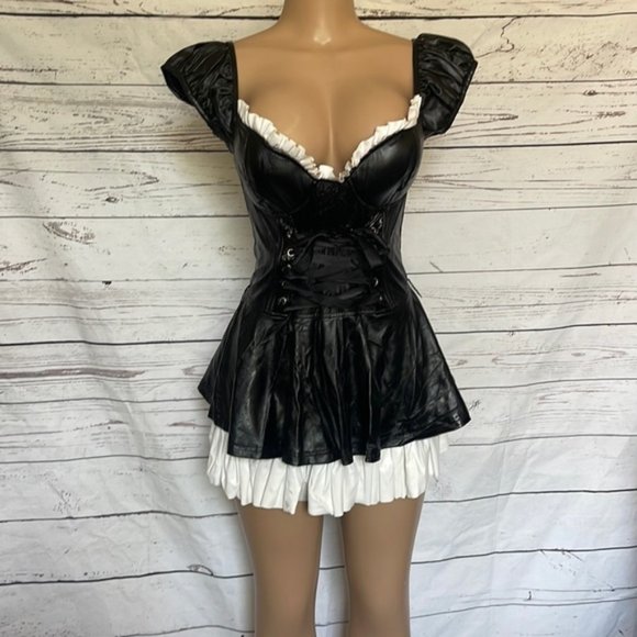 Lip Service Dresses & Skirts - Y2K Fetish Lip Service stretchy vinyl French maid costume .Vintage! RARE!